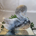 Blue Plume Agate Swan Carving | Natural Agate Crystal Swan | Collector Display Piece