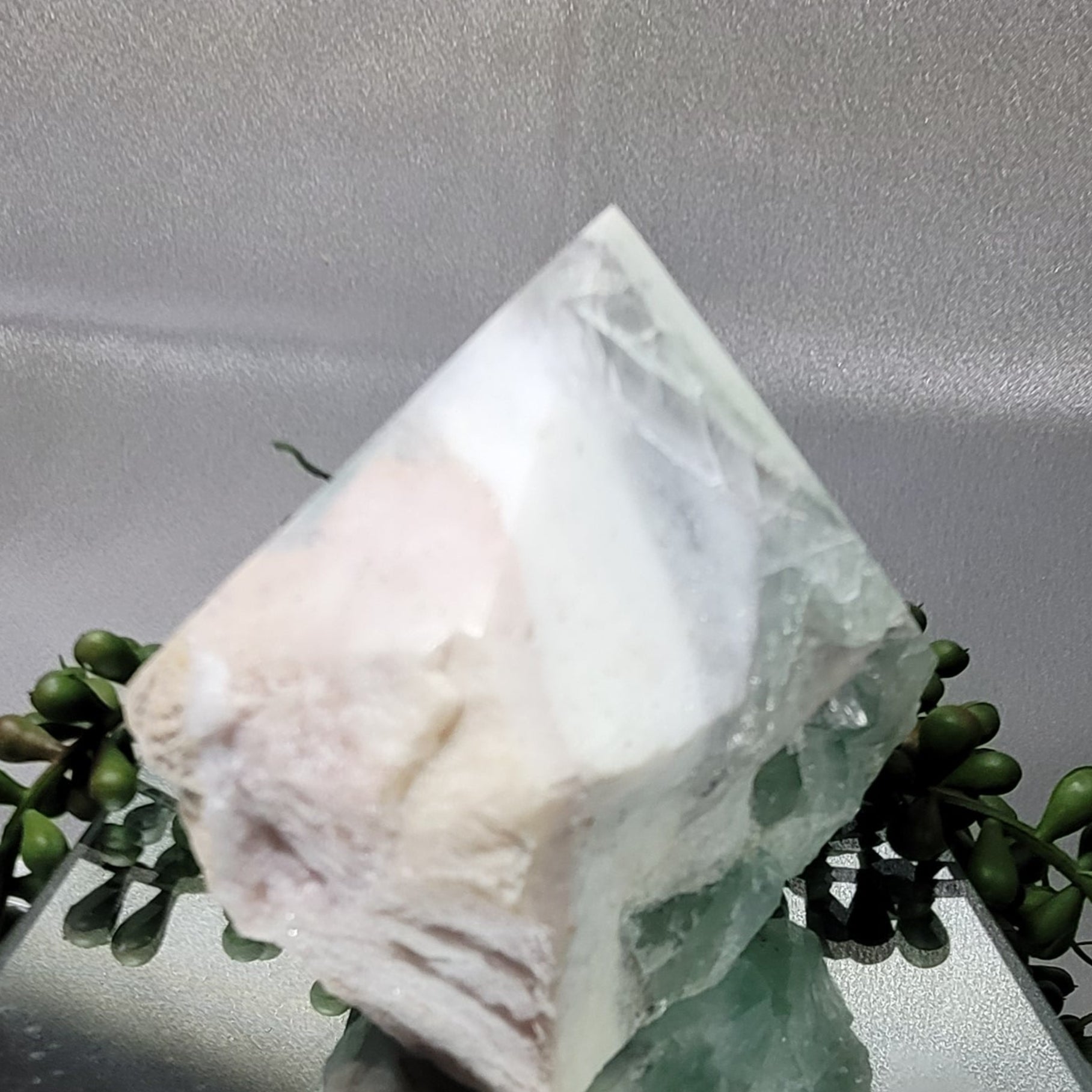 Green Fluorite Rough Point Specimen | Polished Crystal Point with Natural Matrix | 500g Display Piece