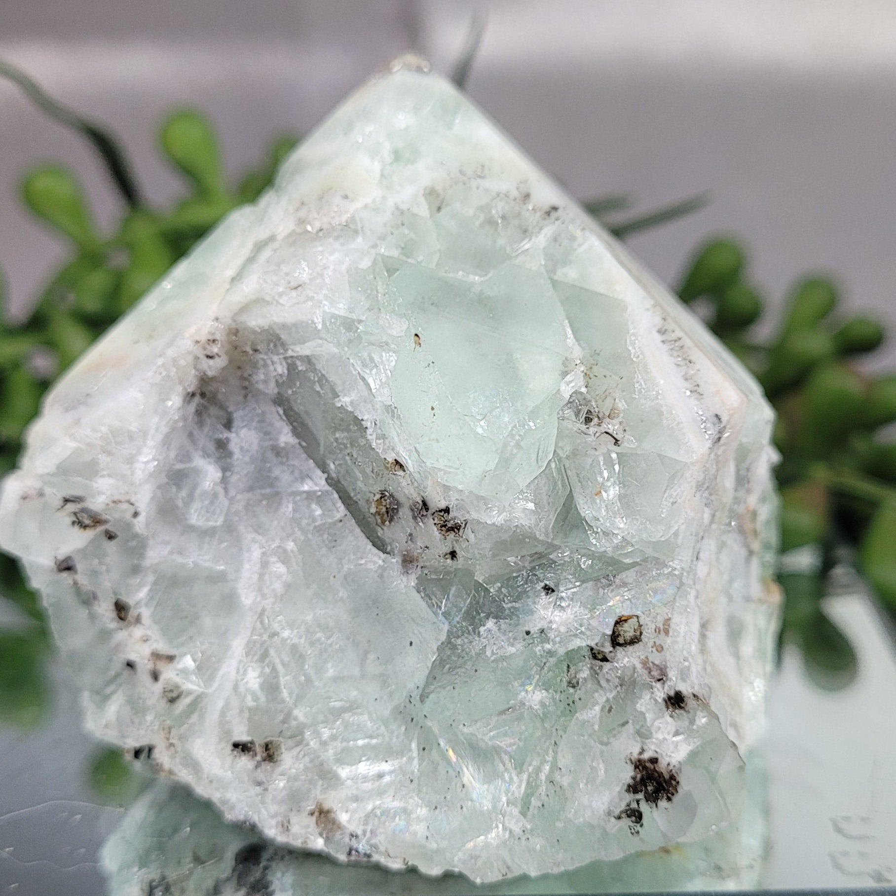 Green Fluorite Crystal Specimen with Mica Matrix | Natural Mineral Display Piece | 231g