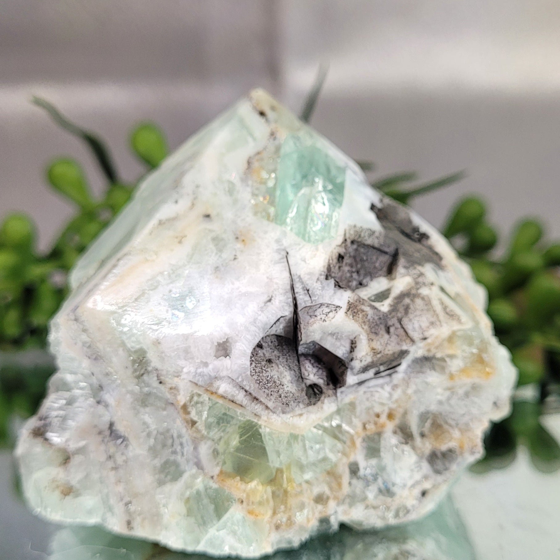 Green Fluorite Crystal Specimen with Mica Matrix | Natural Mineral Display Piece | 231g