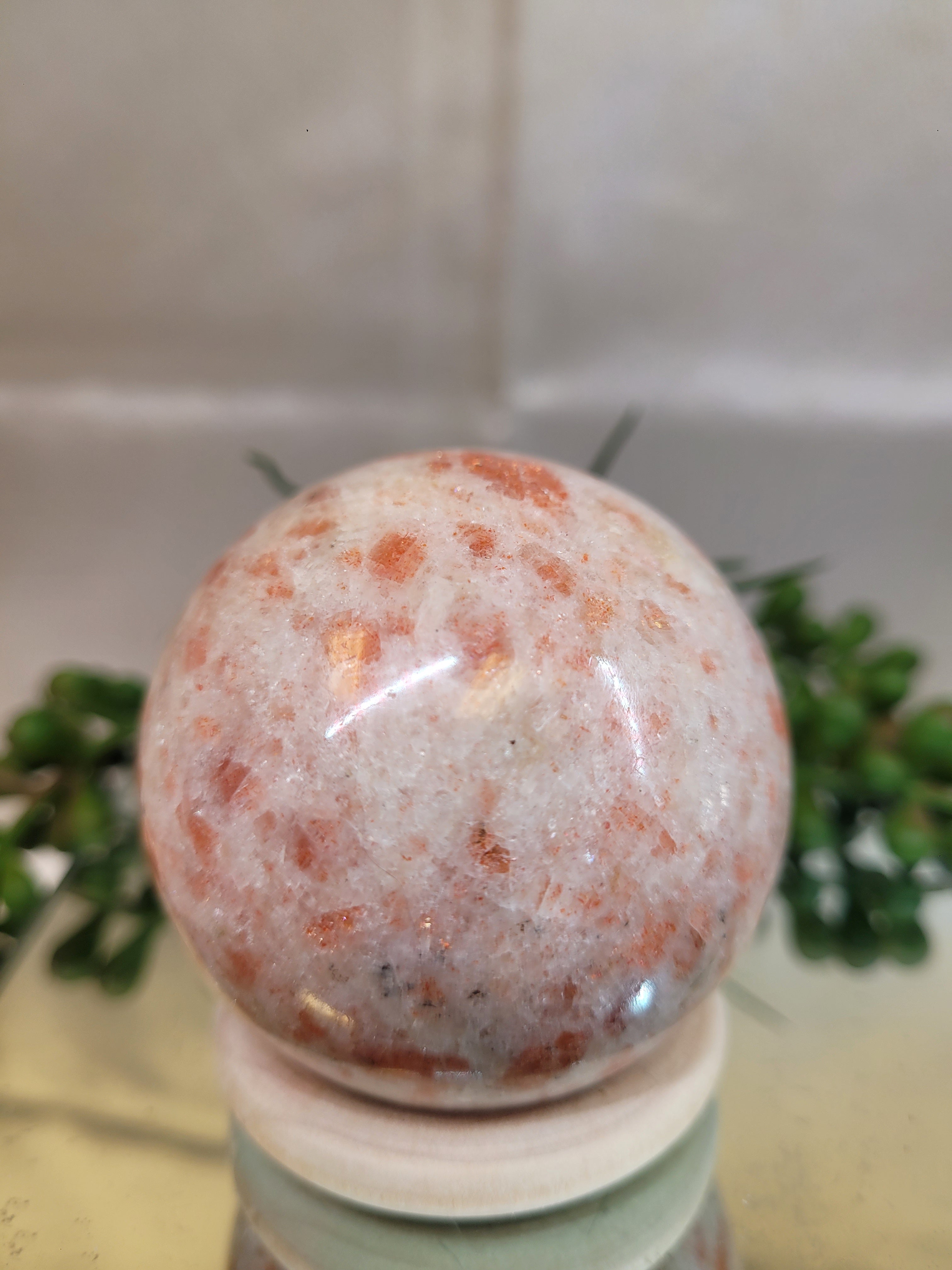 Sunstone Sphere • Peach Copper Flash