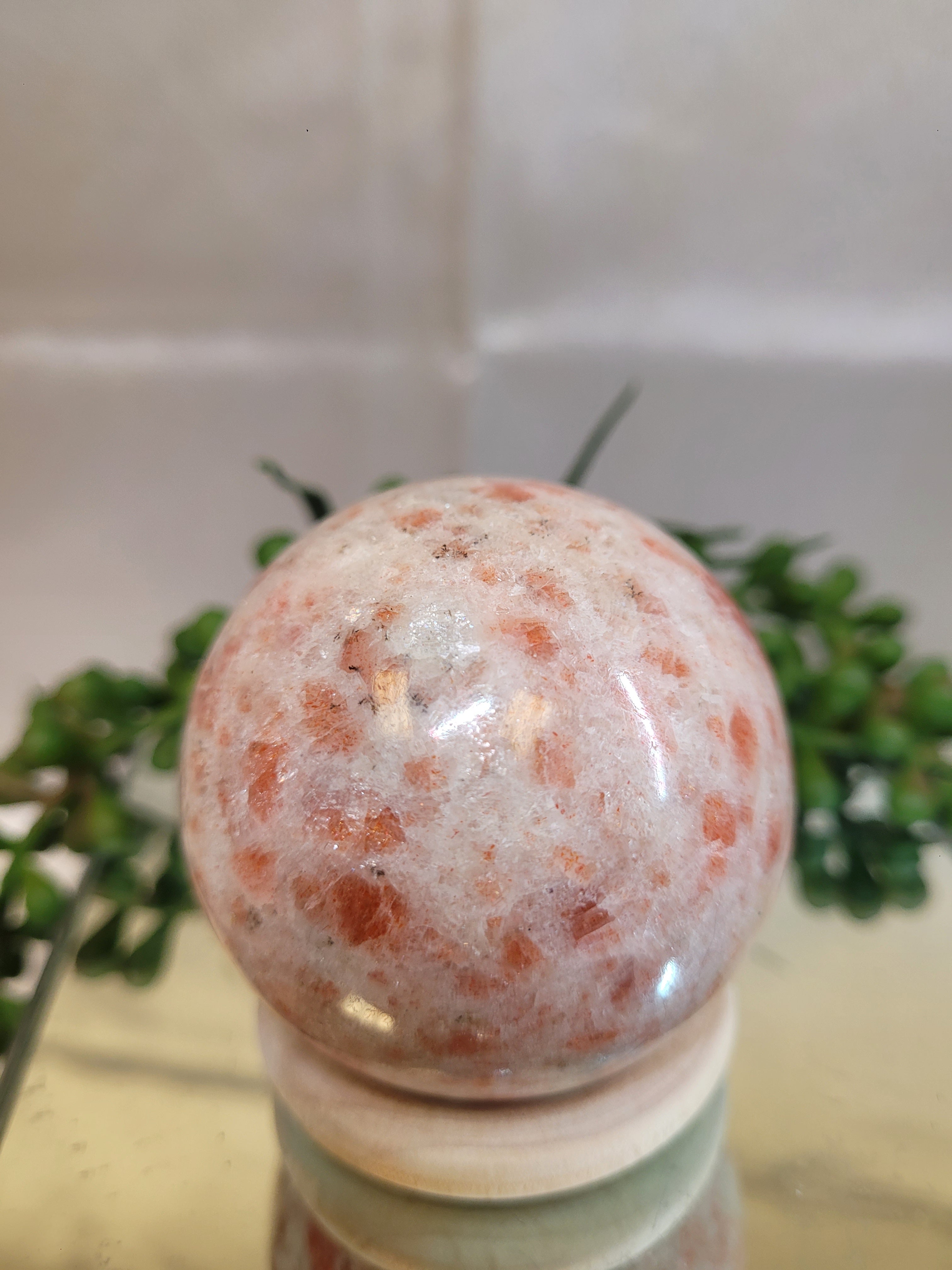Sunstone Sphere • Peach Copper Flash