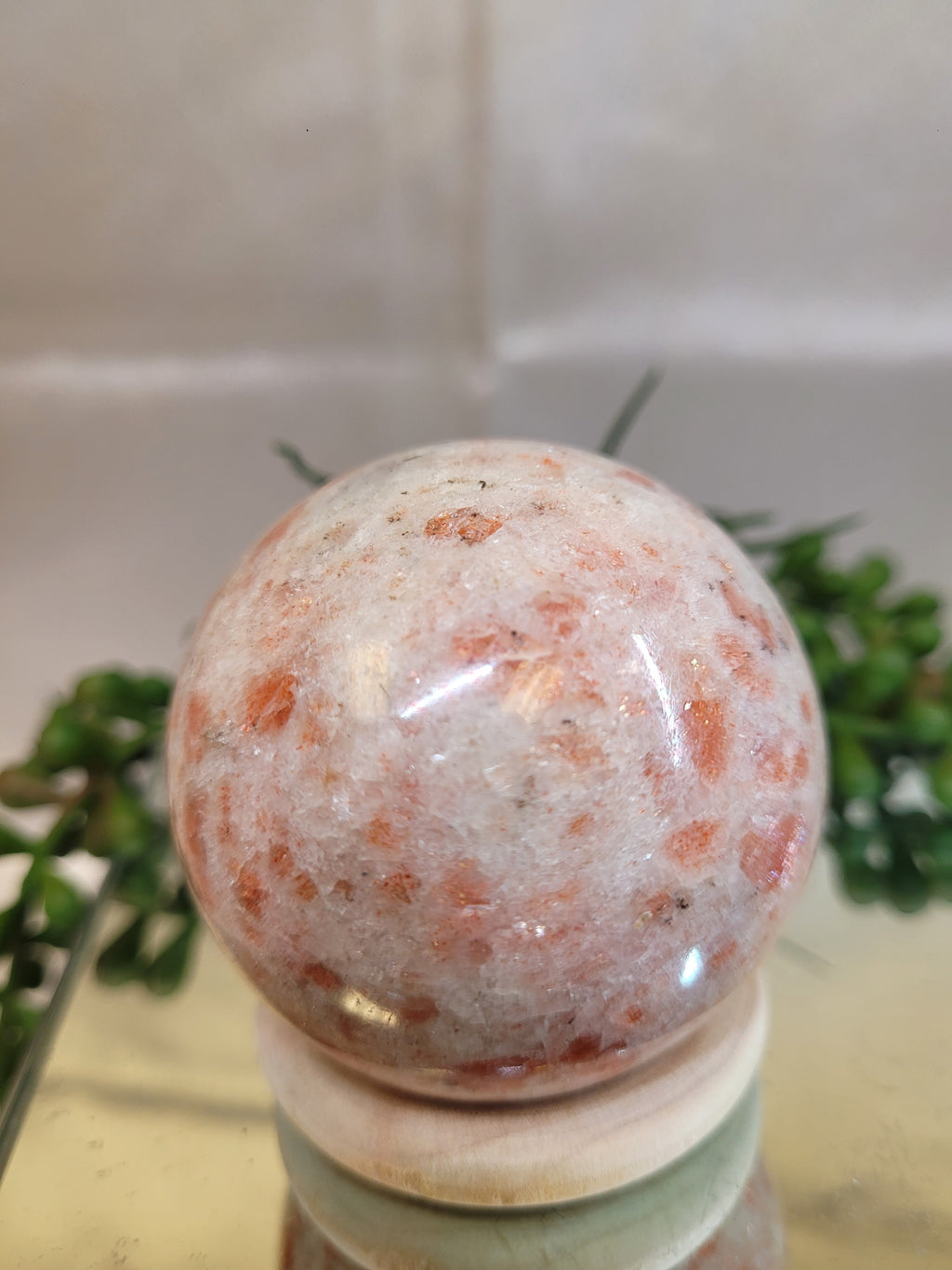 Sunstone Sphere • Peach Copper Flash
