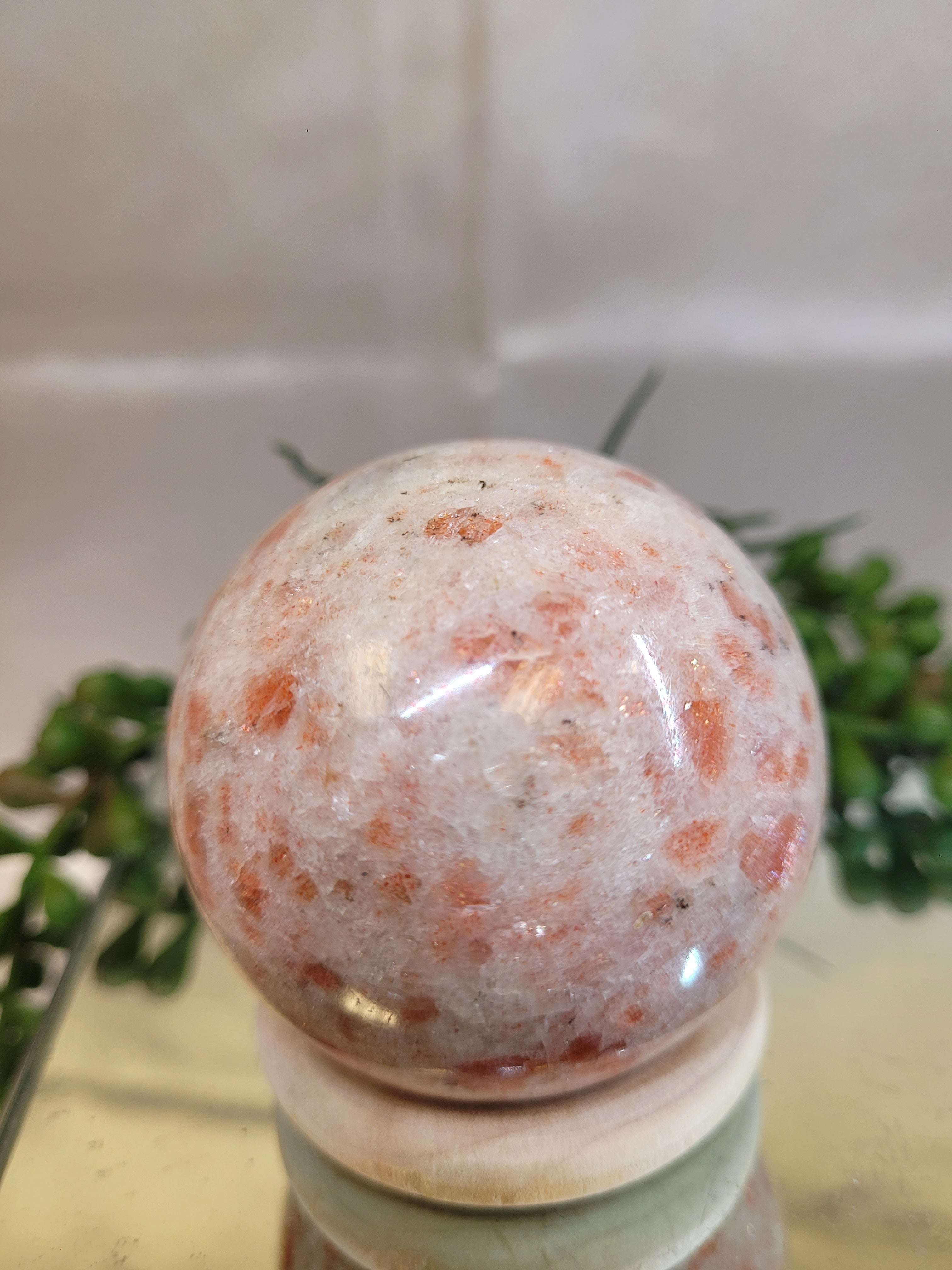 Sunstone Sphere • Peach Copper Flash