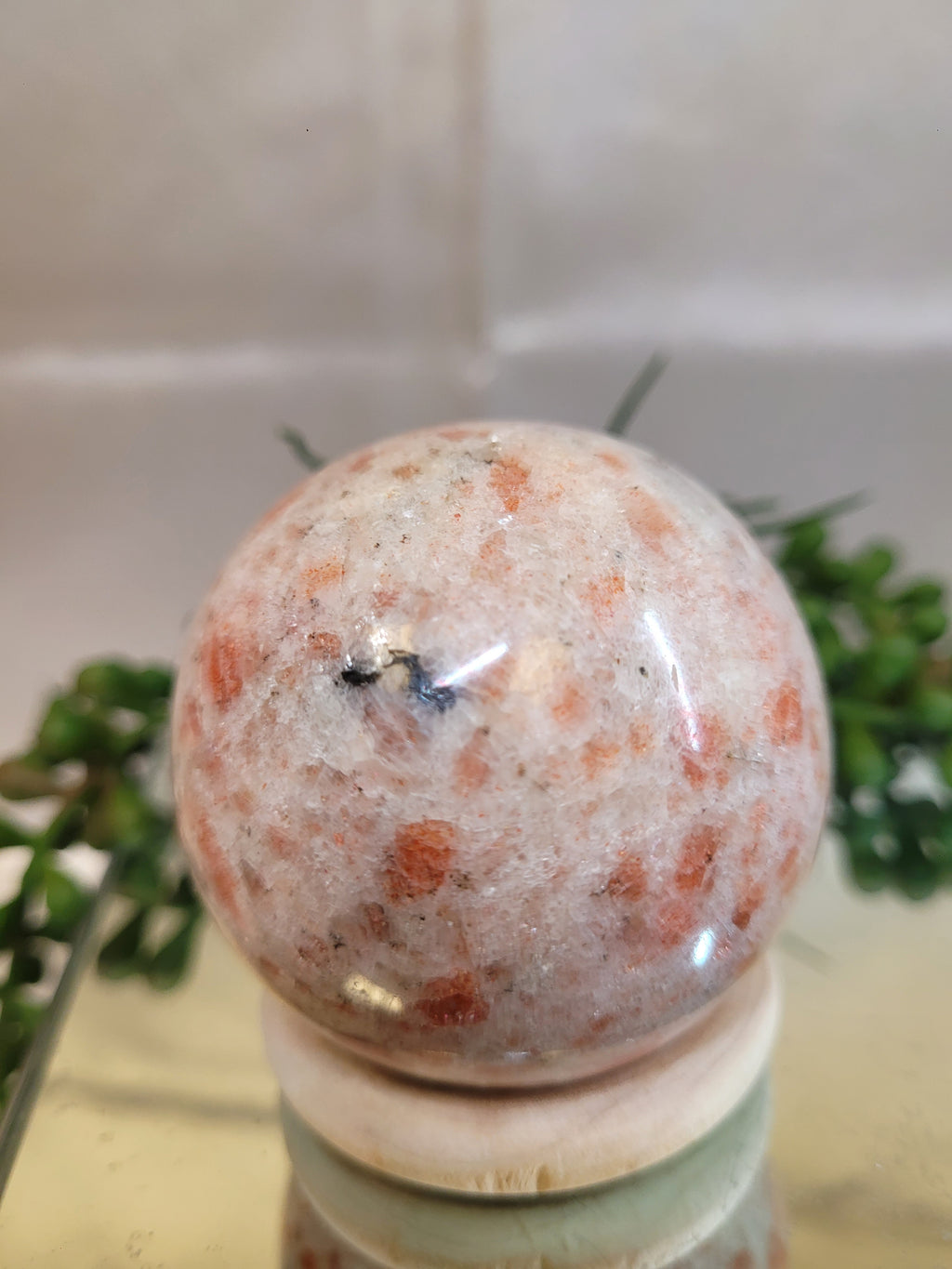 Sunstone Sphere • Peach Copper Flash