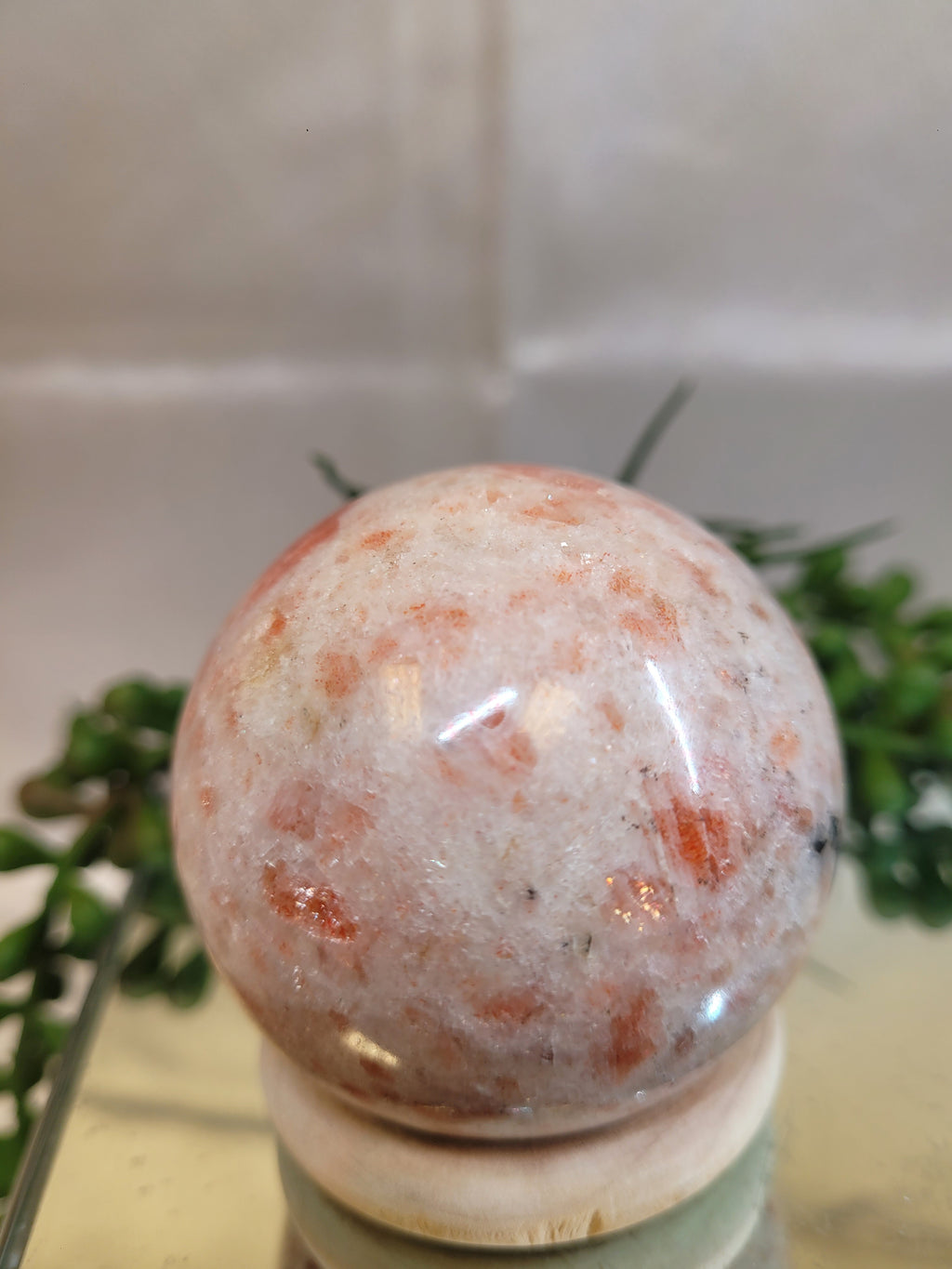 Sunstone Sphere • Peach Copper Flash