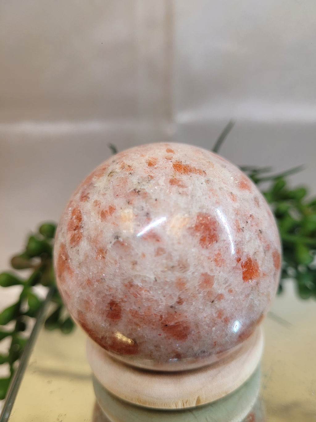 Sunstone Sphere • Peach Copper Flash