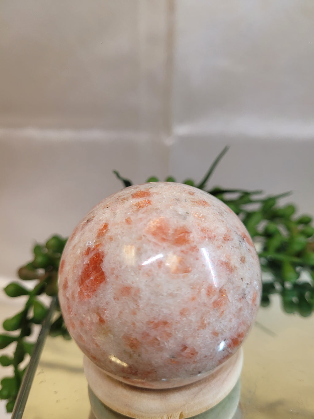 Sunstone Sphere • Peach Copper Flash