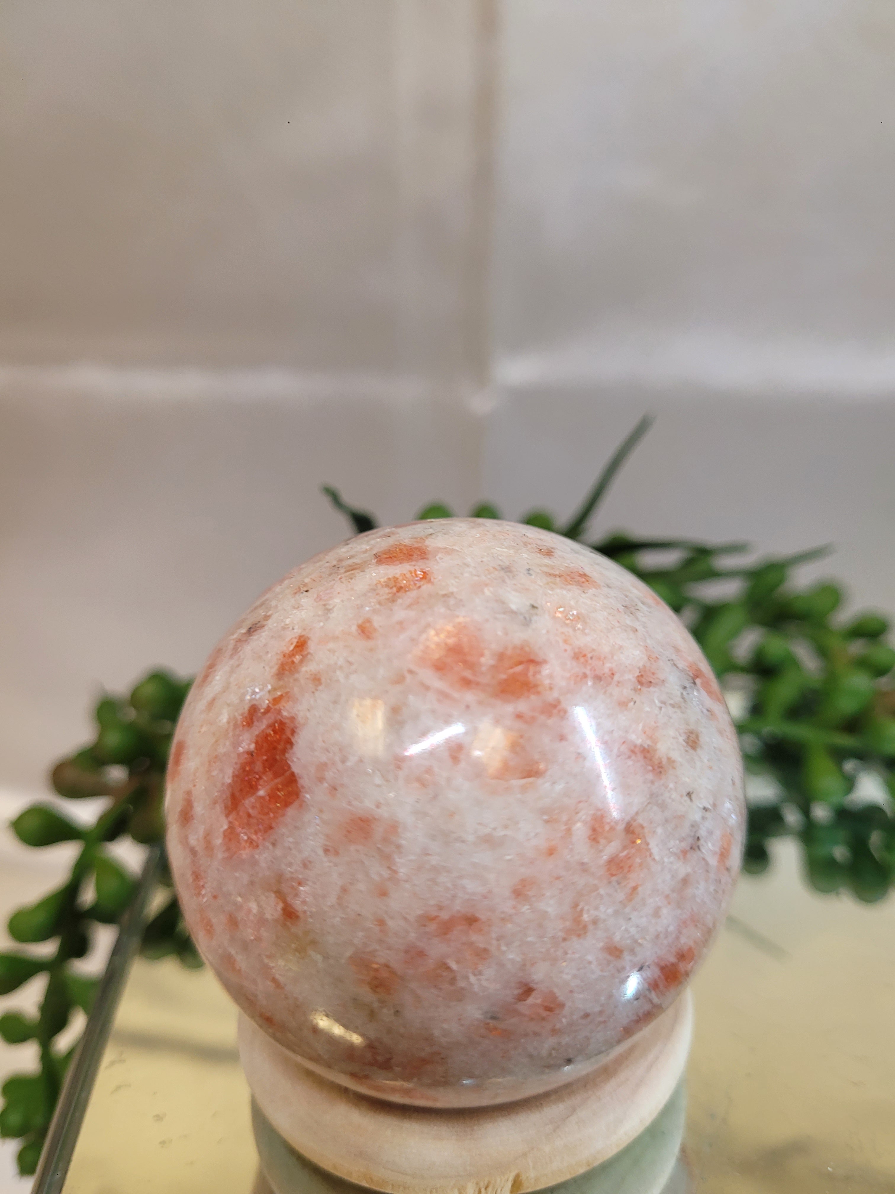 Sunstone Sphere • Peach Copper Flash