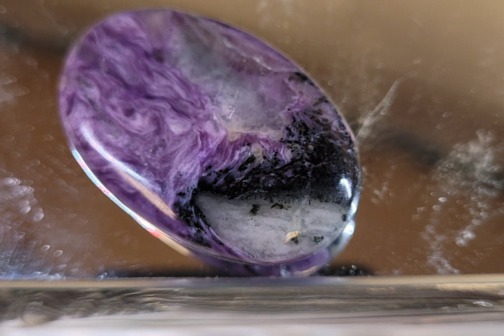 Charoite Mini Palm Stone | Polished Purple Charoite Pocket Stone