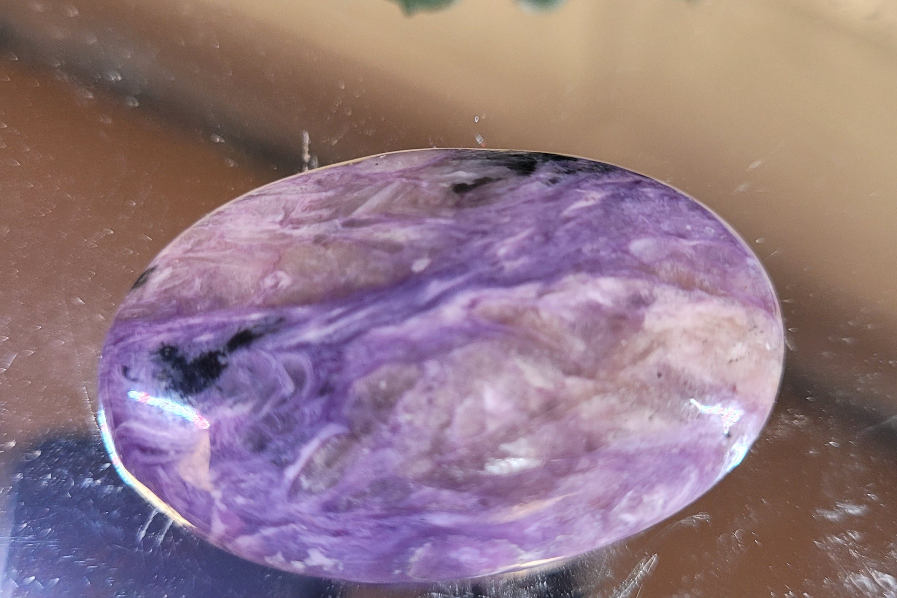 Charoite Mini Palm Stone | Polished Purple Charoite Pocket Crystal