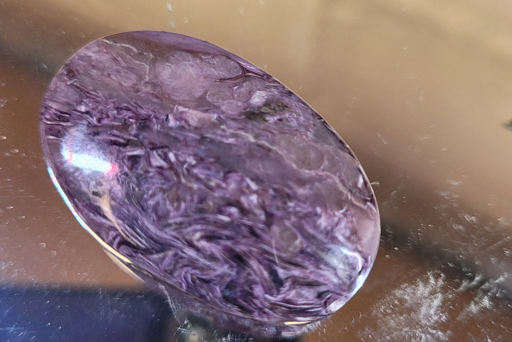 Charoite Mini Palm Stone | Silky Purple Charoite Pocket Crystal