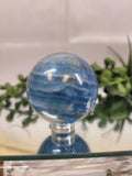 Blue Onyx Sphere | Natural Banded Blue Calcite | 42.1mm | 107g