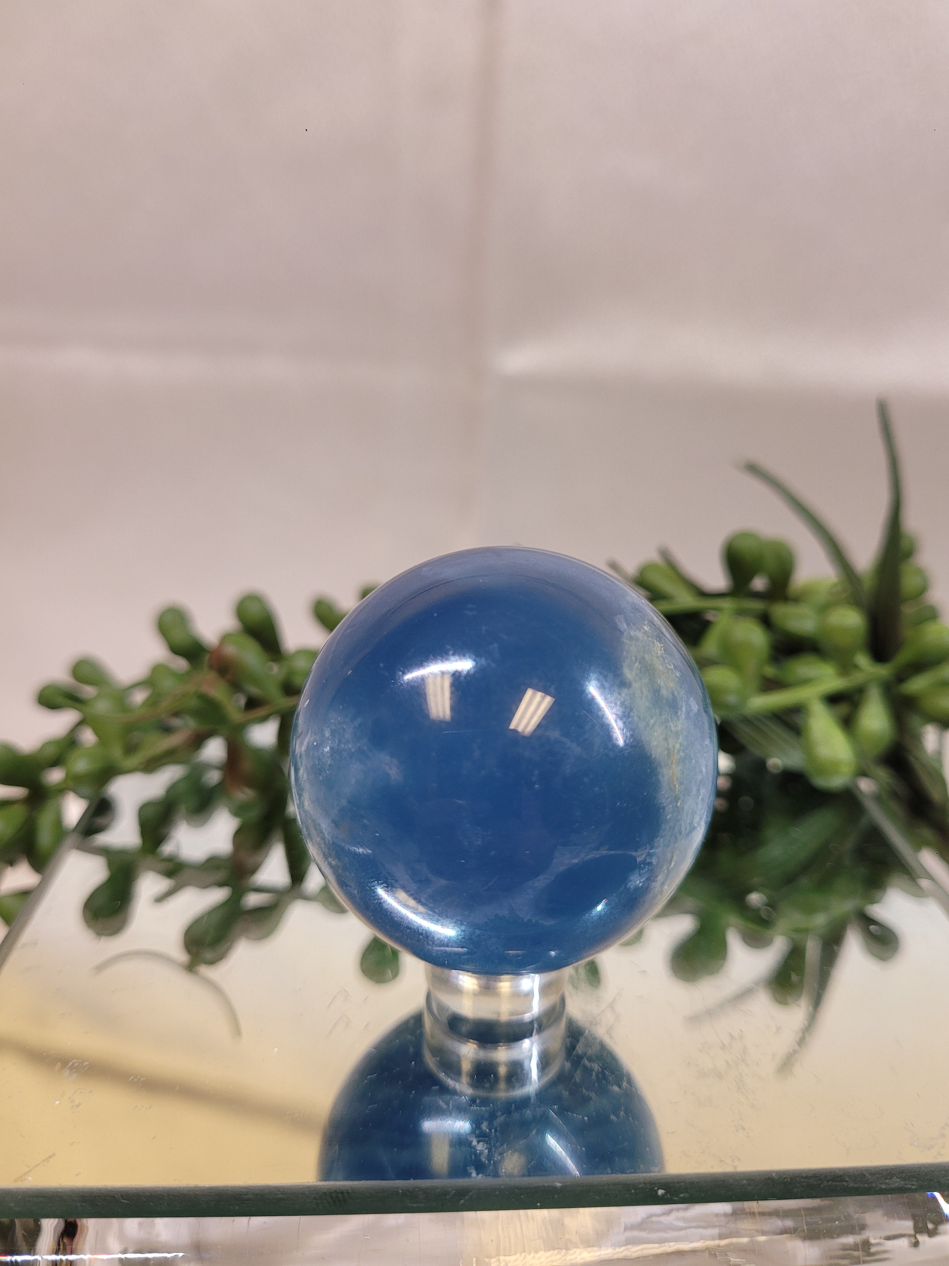 Blue Onyx Sphere | Natural Banded Blue Calcite | 42.1mm | 107g