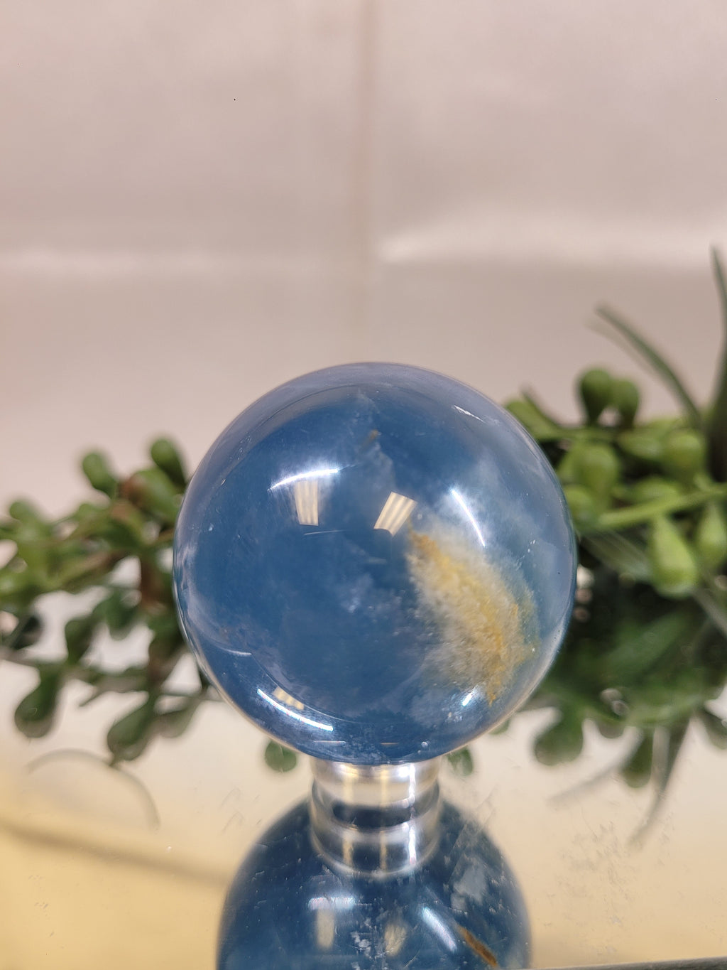 Blue Onyx Sphere | Natural Banded Blue Calcite | 42.1mm | 107g