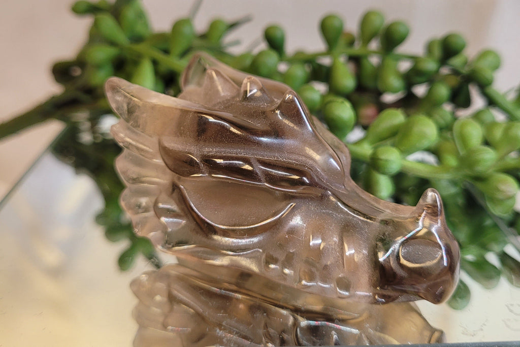 Smoky Quartz Dragon Skull Carving | 2.3" | Exact Piece