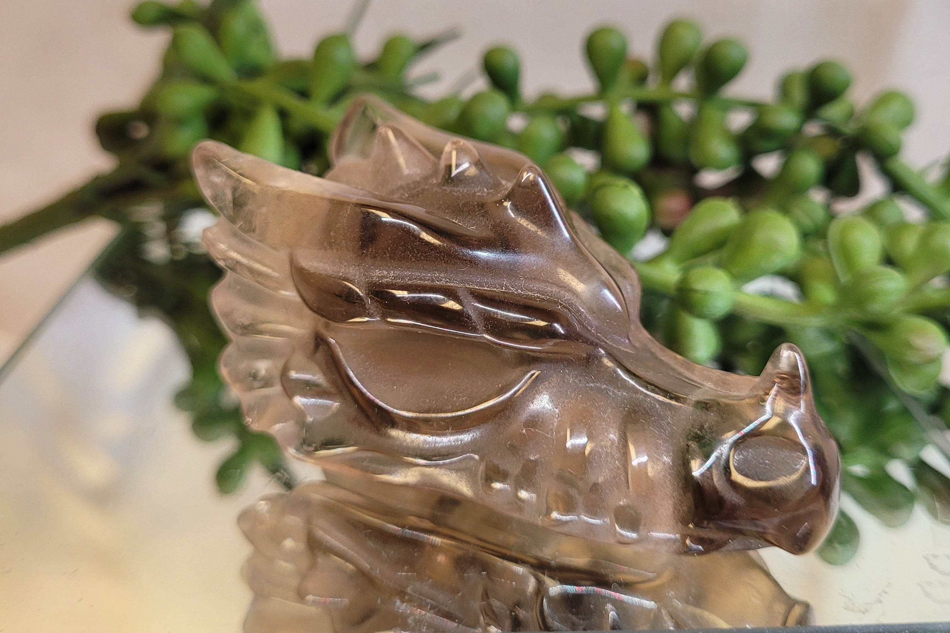 Smoky Quartz Dragon Skull Carving | 2.3" | Exact Piece