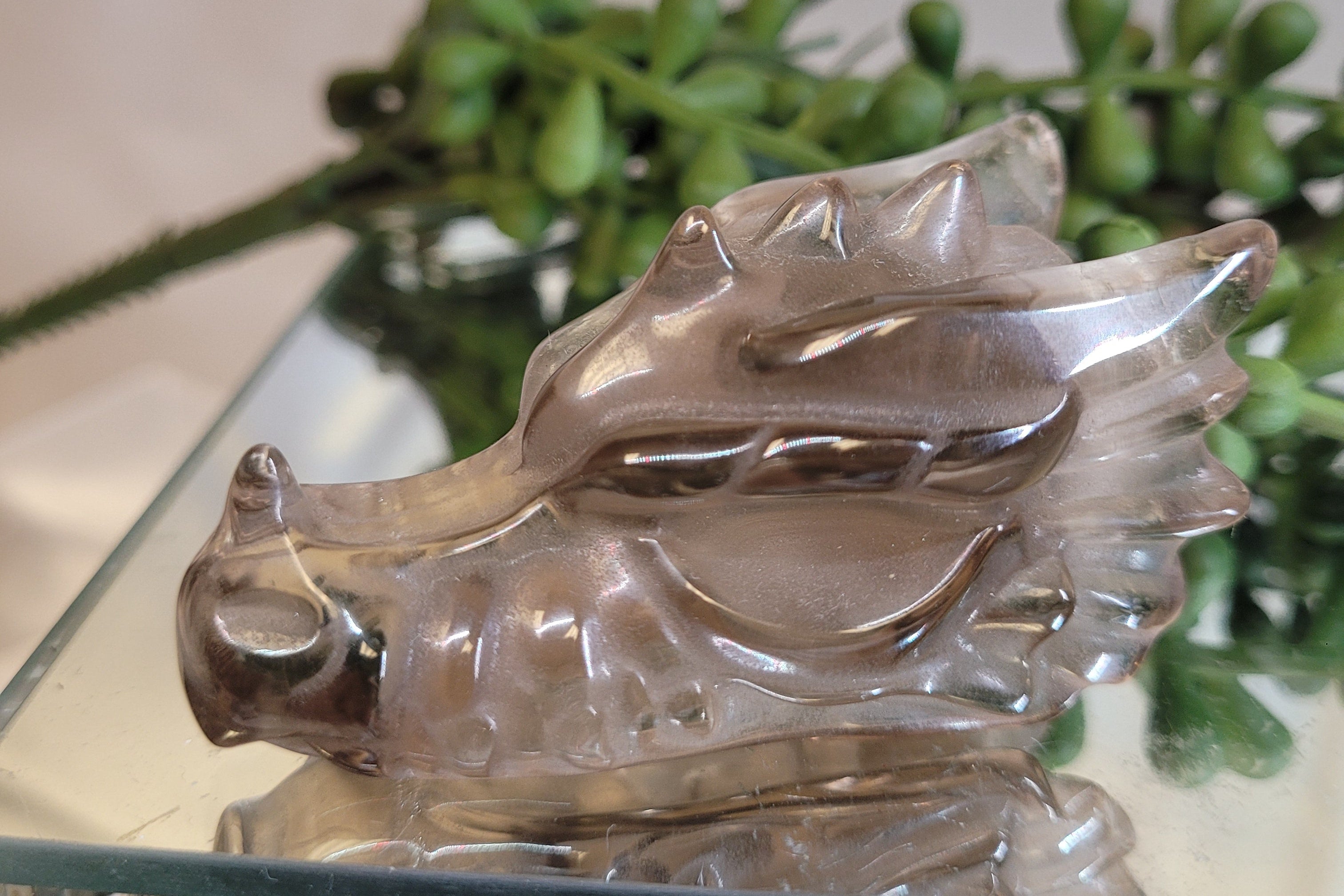 Smoky Quartz Dragon Skull Carving | 2.3" | Exact Piece
