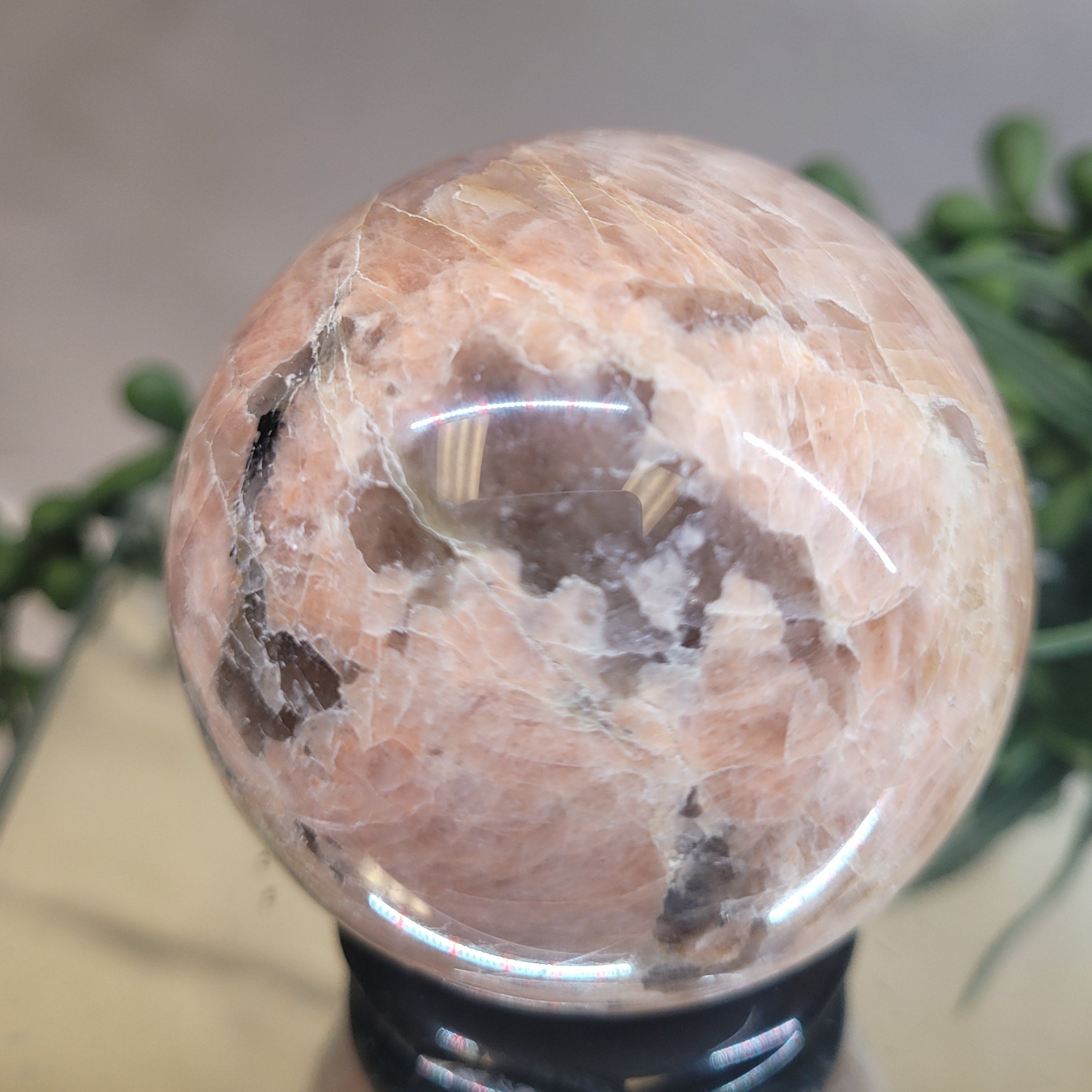 Peach Moonstone Sphere | 56.1mm Natural Crystal Sphere | Warm Apricot Feldspar Crystal | Collector Display
