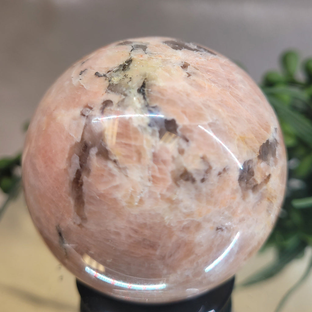 Peach Moonstone Sphere | 56.1mm Natural Crystal Sphere | Warm Apricot Feldspar Crystal | Collector Display