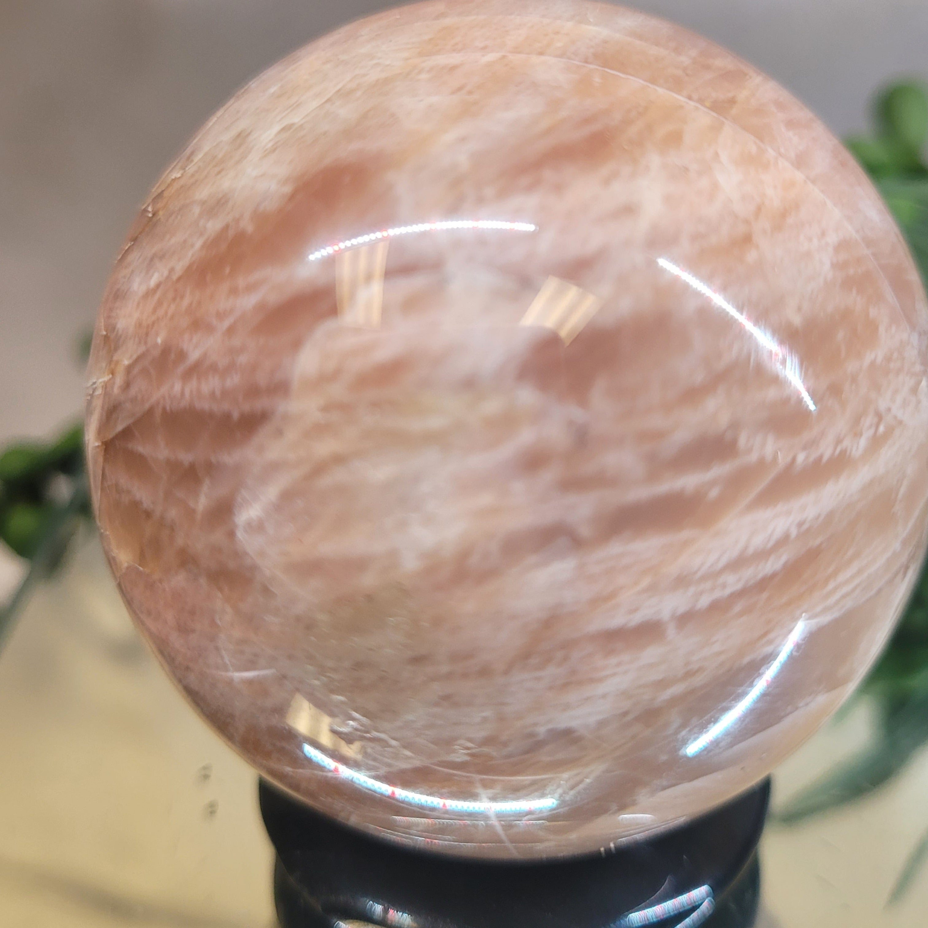 Peach Moonstone Sphere | 56.1mm Natural Crystal Sphere | Warm Apricot Feldspar Crystal | Collector Display