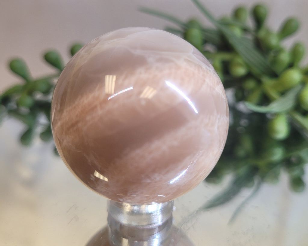 Peach Moonstone Sphere | 31.1mm Natural Crystal Sphere | Soft Pearly Sheen | Collector Display