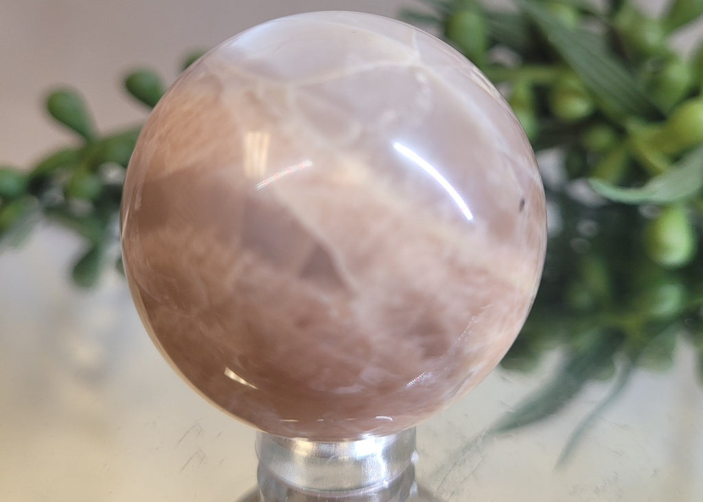 Peach Moonstone Sphere | 31.1mm Natural Crystal Sphere | Soft Pearly Sheen | Collector Display