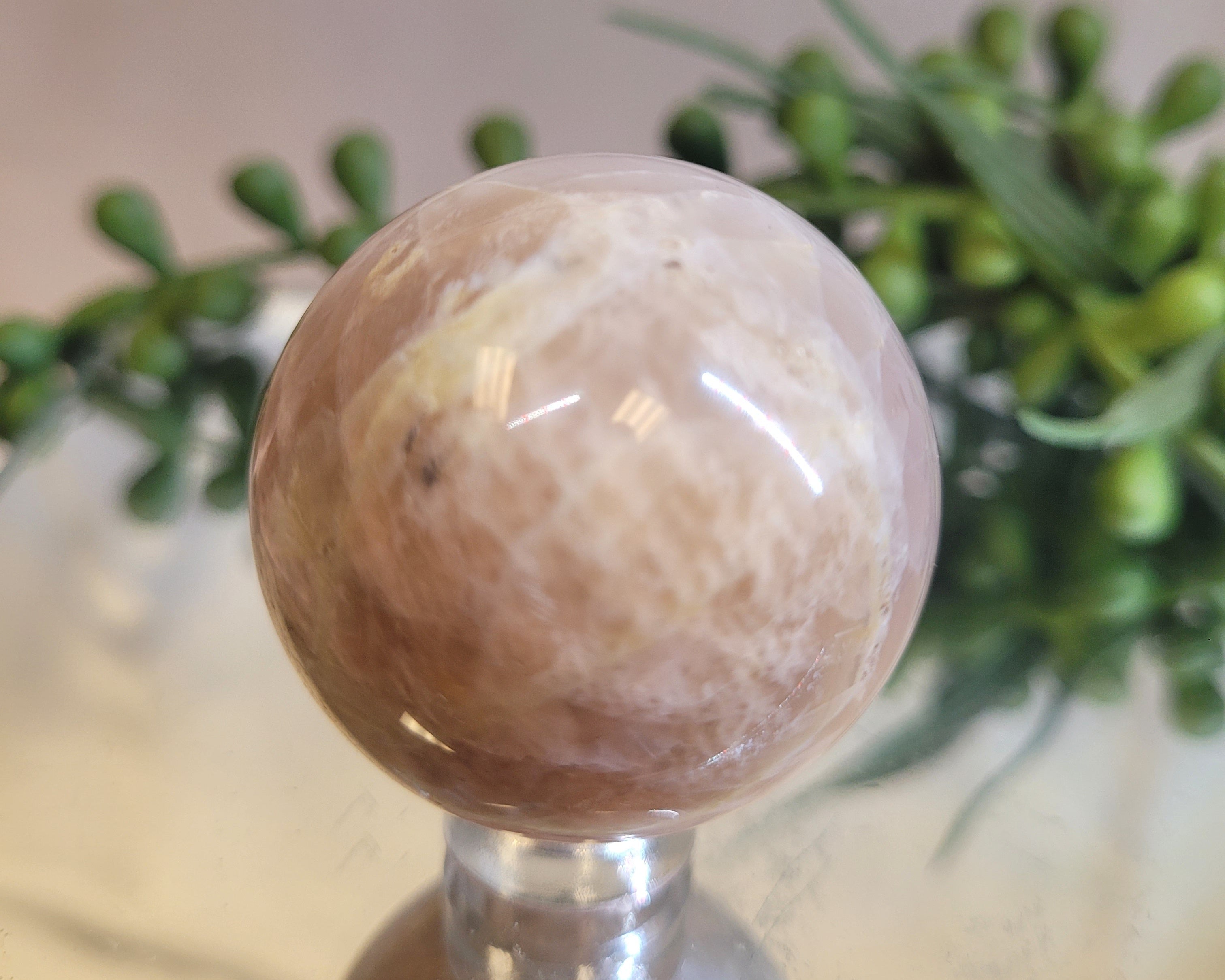 Peach Moonstone Sphere | 31.1mm Natural Crystal Sphere | Soft Pearly Sheen | Collector Display