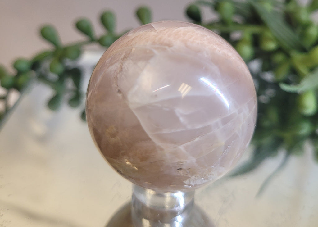 Peach Moonstone Sphere | 31.1mm Natural Crystal Sphere | Soft Pearly Sheen | Collector Display