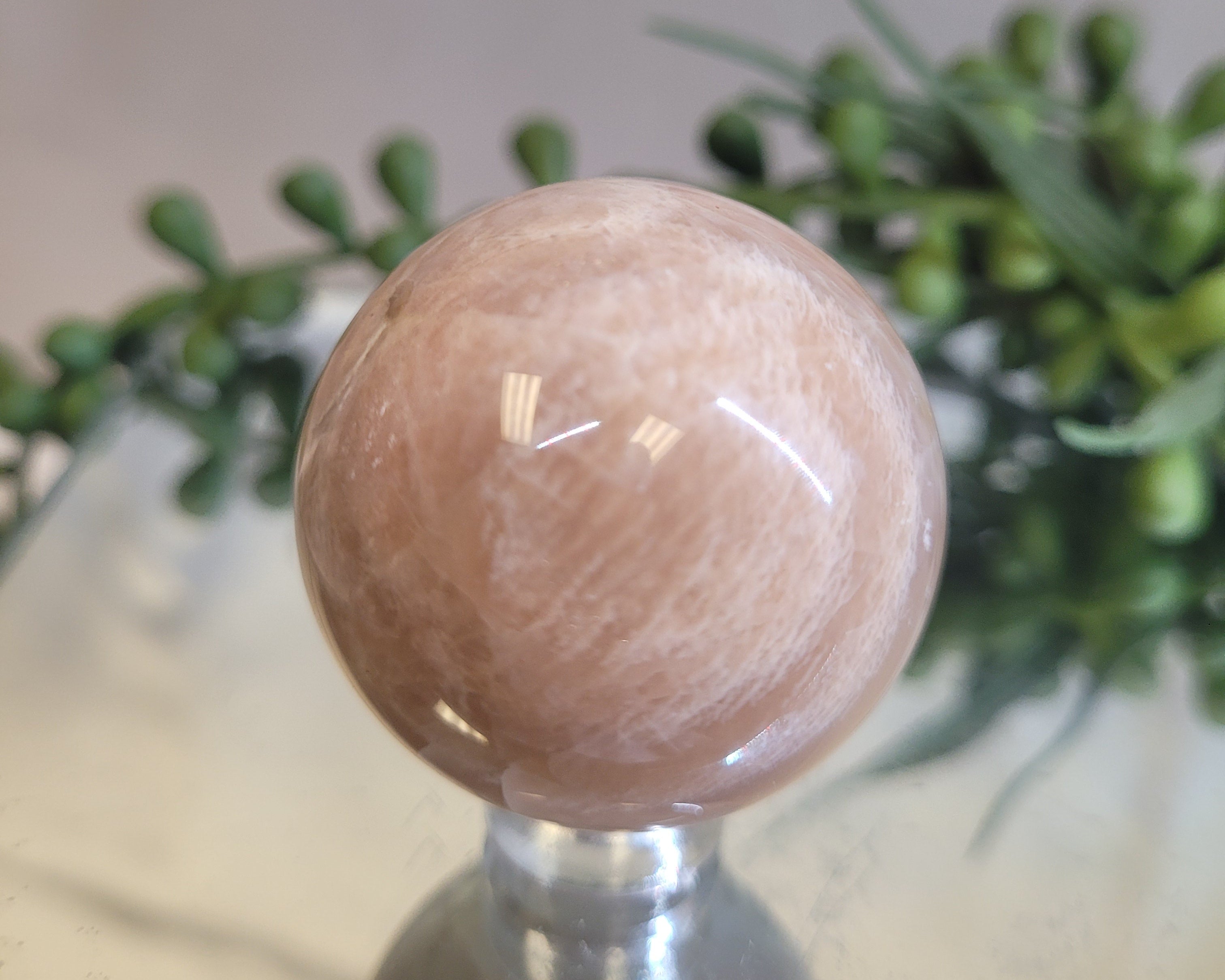 Peach Moonstone Sphere | 31.1mm Natural Crystal Sphere | Soft Pearly Sheen | Collector Display