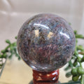 Ruby in Kyanite Sphere | 54.6mm Crystal Sphere | Natural Ruby & Blue Kyanite Crystal Ball | Fluorescent Under UV