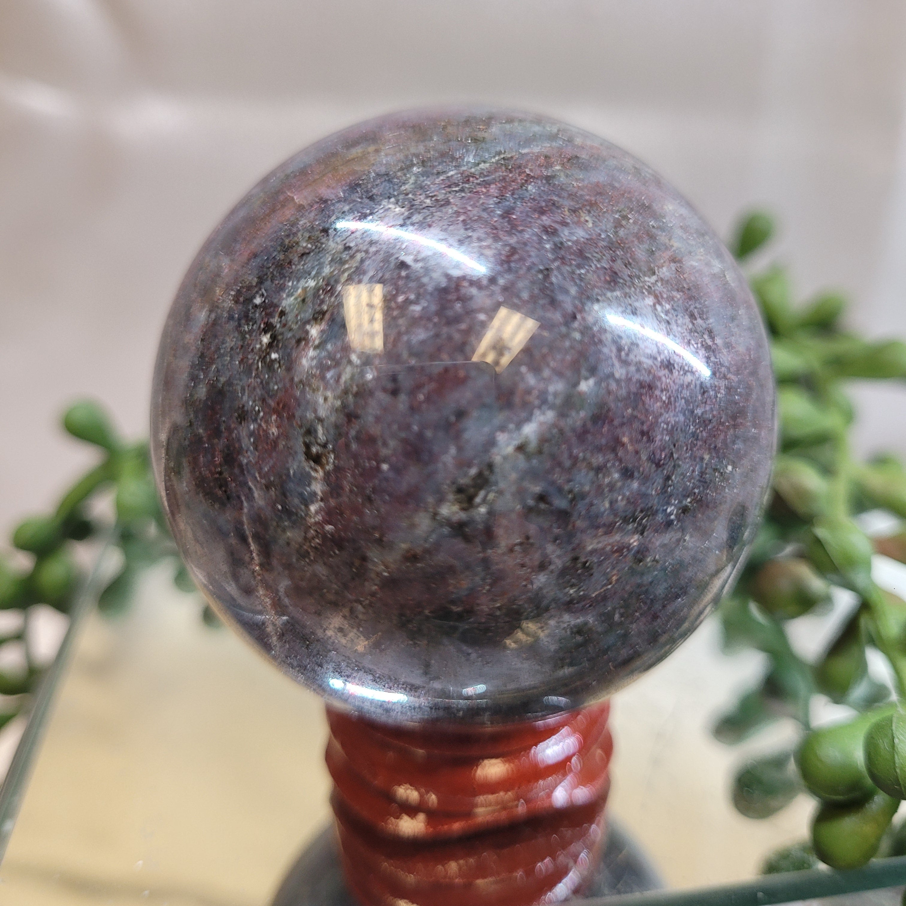 Ruby in Kyanite Sphere | 54.6mm Crystal Sphere | Natural Ruby & Blue Kyanite Crystal Ball | Fluorescent Under UV