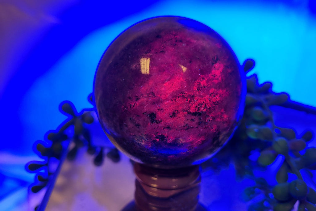 Ruby in Kyanite Sphere | 59.7mm Natural Crystal Sphere | Fluorescent Ruby Crystal Ball