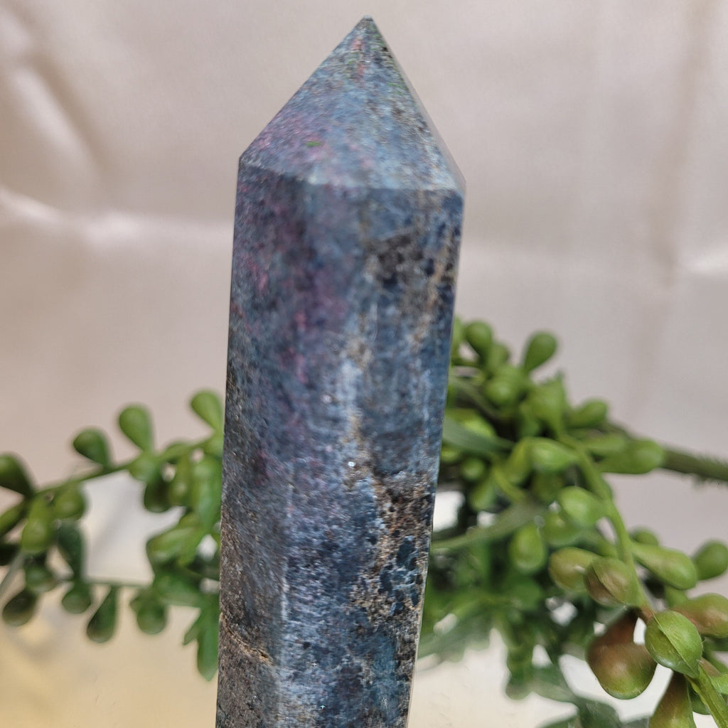 Ruby in Kyanite Tower |UV Reactive  90.7mm Natural Crystal Point | Fluorescent Ruby & Blue Kyanite Generator