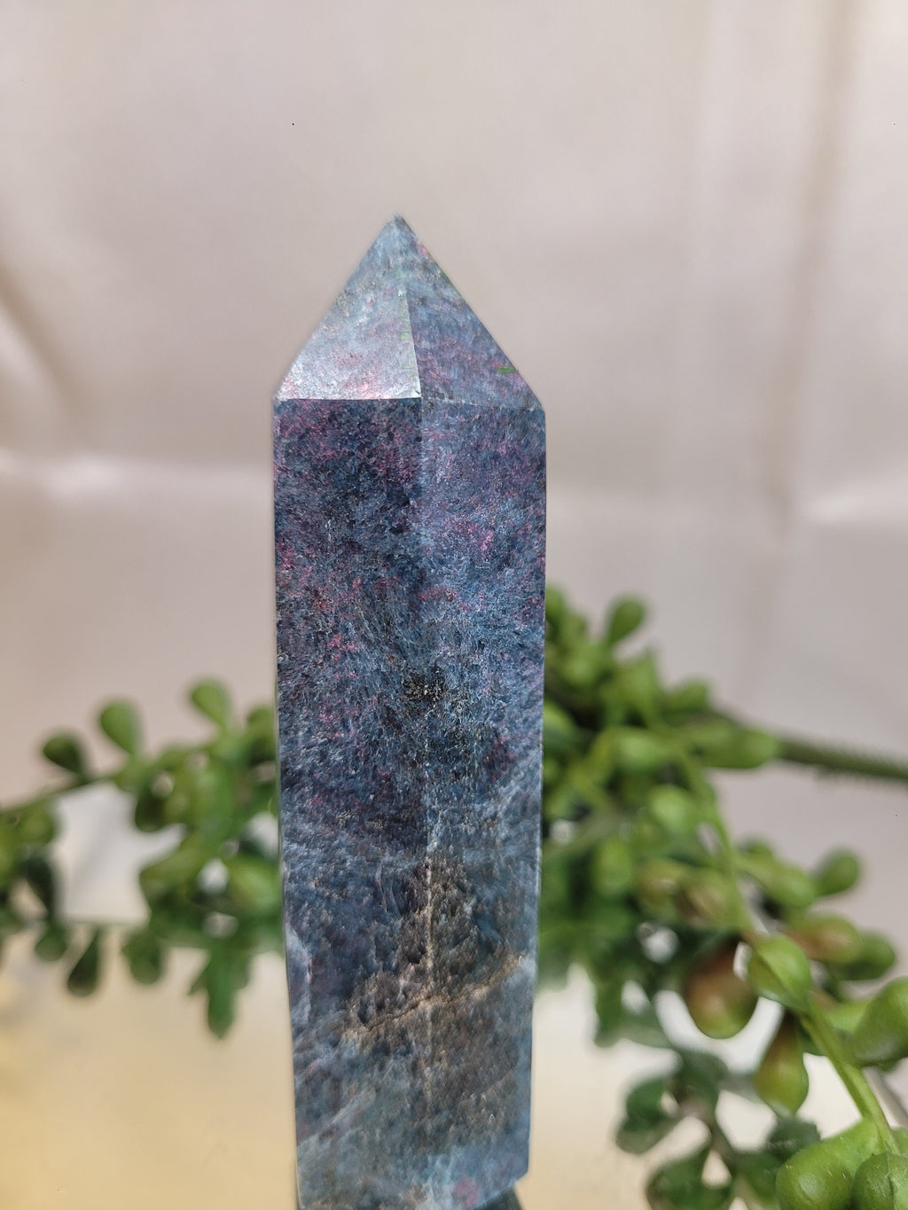 Ruby in Kyanite Tower |UV Reactive  90.7mm Natural Crystal Point | Fluorescent Ruby & Blue Kyanite Generator