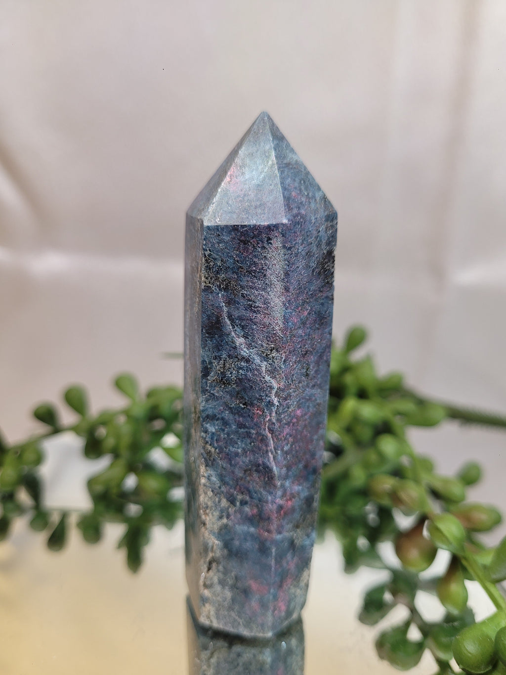 Ruby in Kyanite Tower |UV Reactive  90.7mm Natural Crystal Point | Fluorescent Ruby & Blue Kyanite Generator