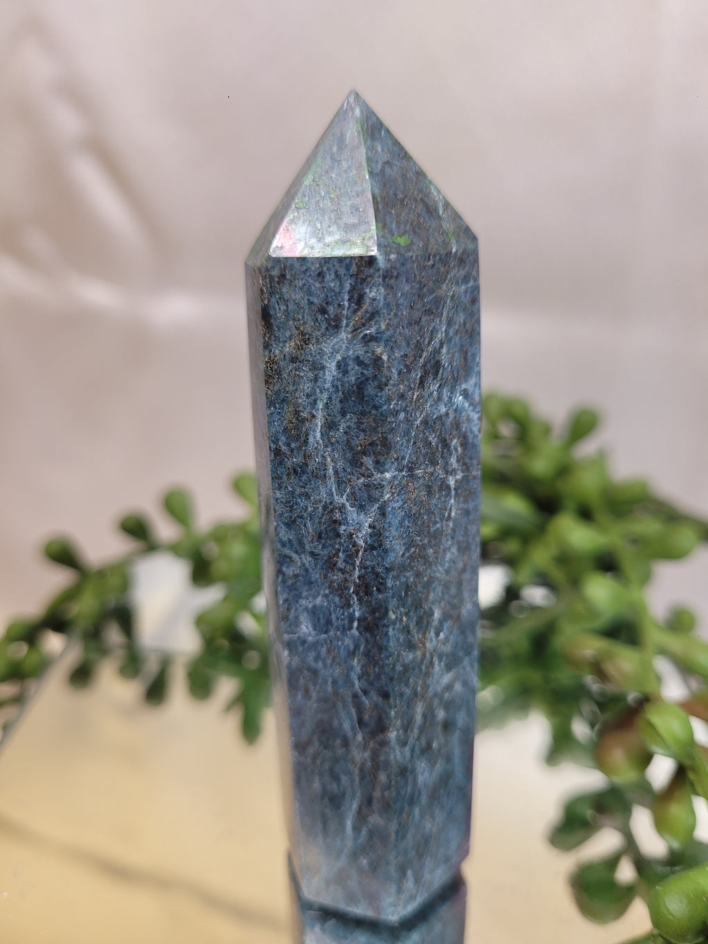 UV Reactive Ruby in Kyanite Tower | 88.7mm Natural Crystal Point | Fluorescent Ruby & Blue Kyanite Generator