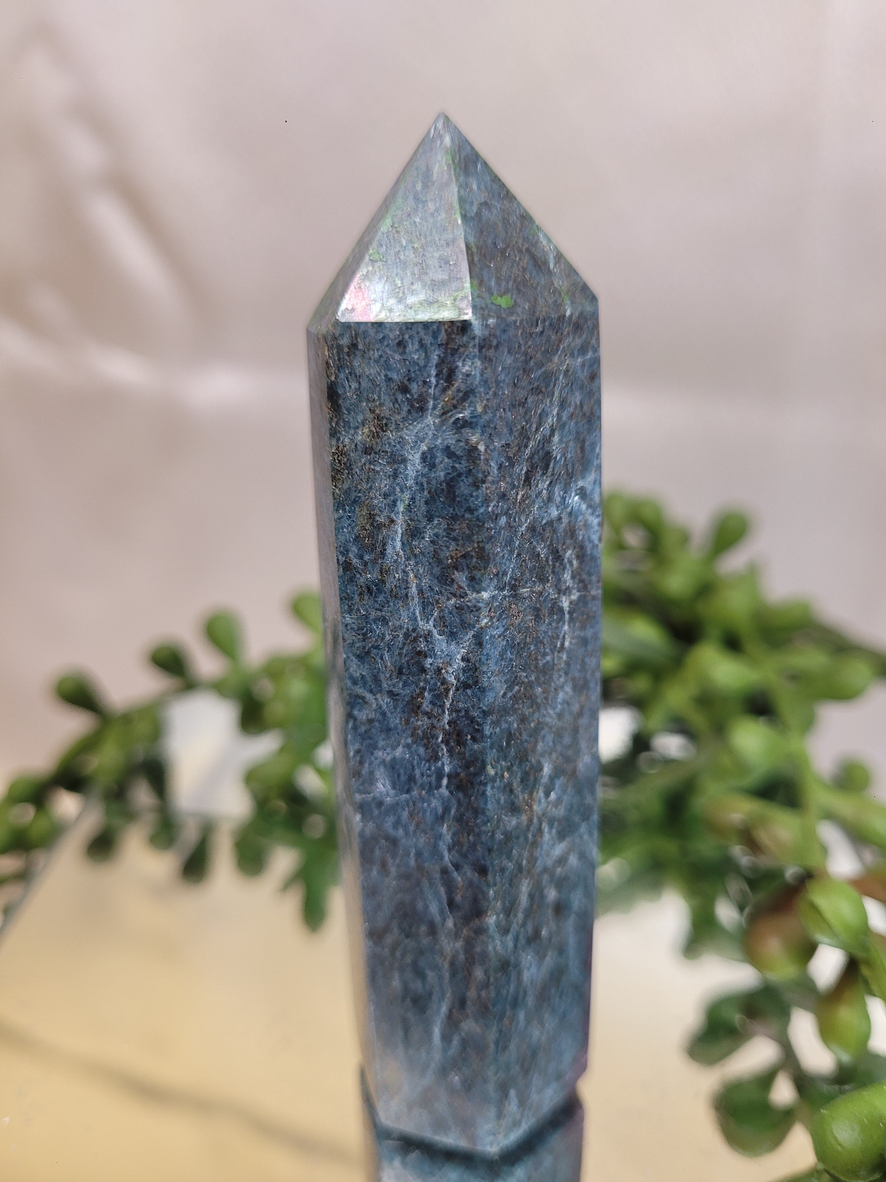 UV Reactive Ruby in Kyanite Tower | 88.7mm Natural Crystal Point | Fluorescent Ruby & Blue Kyanite Generator