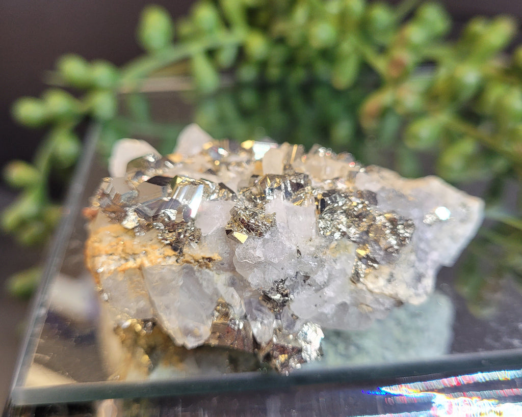 Pyrite with Quartz Crystal Cluster | Natural Metallic Mineral Specimen | 83g Collector Display Piece