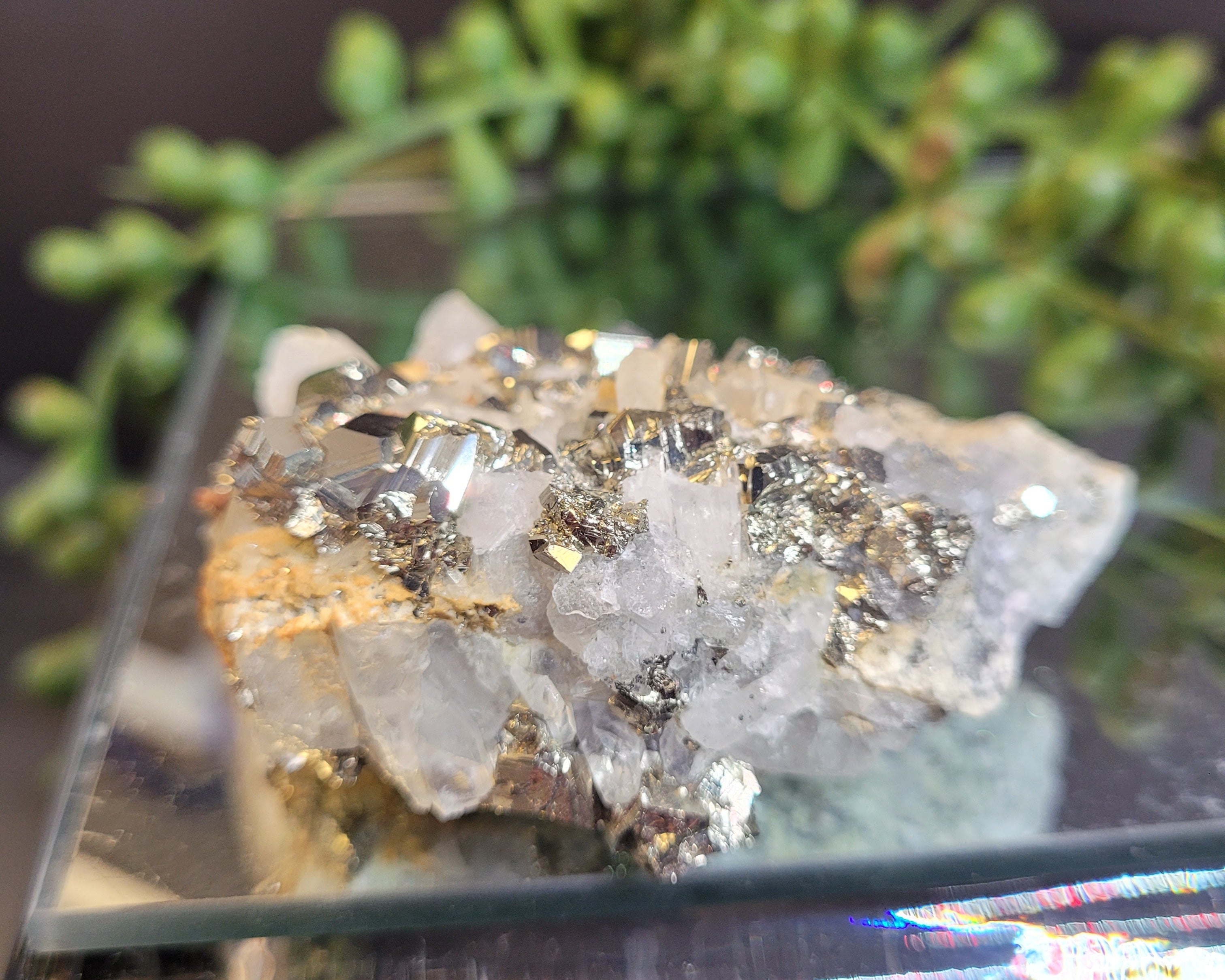 Pyrite with Quartz Crystal Cluster | Natural Metallic Mineral Specimen | 83g Collector Display Piece