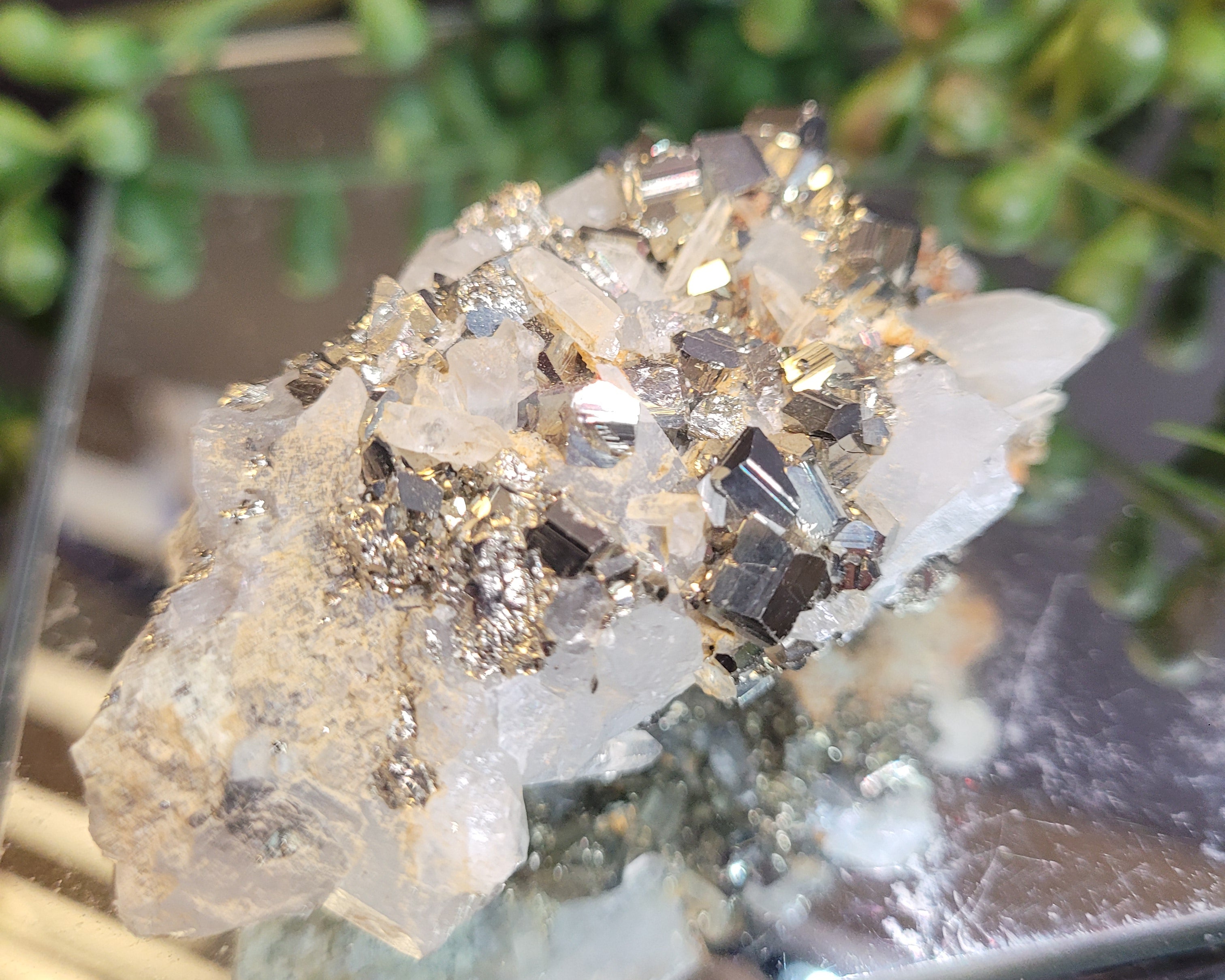 Pyrite with Quartz Crystal Cluster | Natural Metallic Mineral Specimen | 83g Collector Display Piece