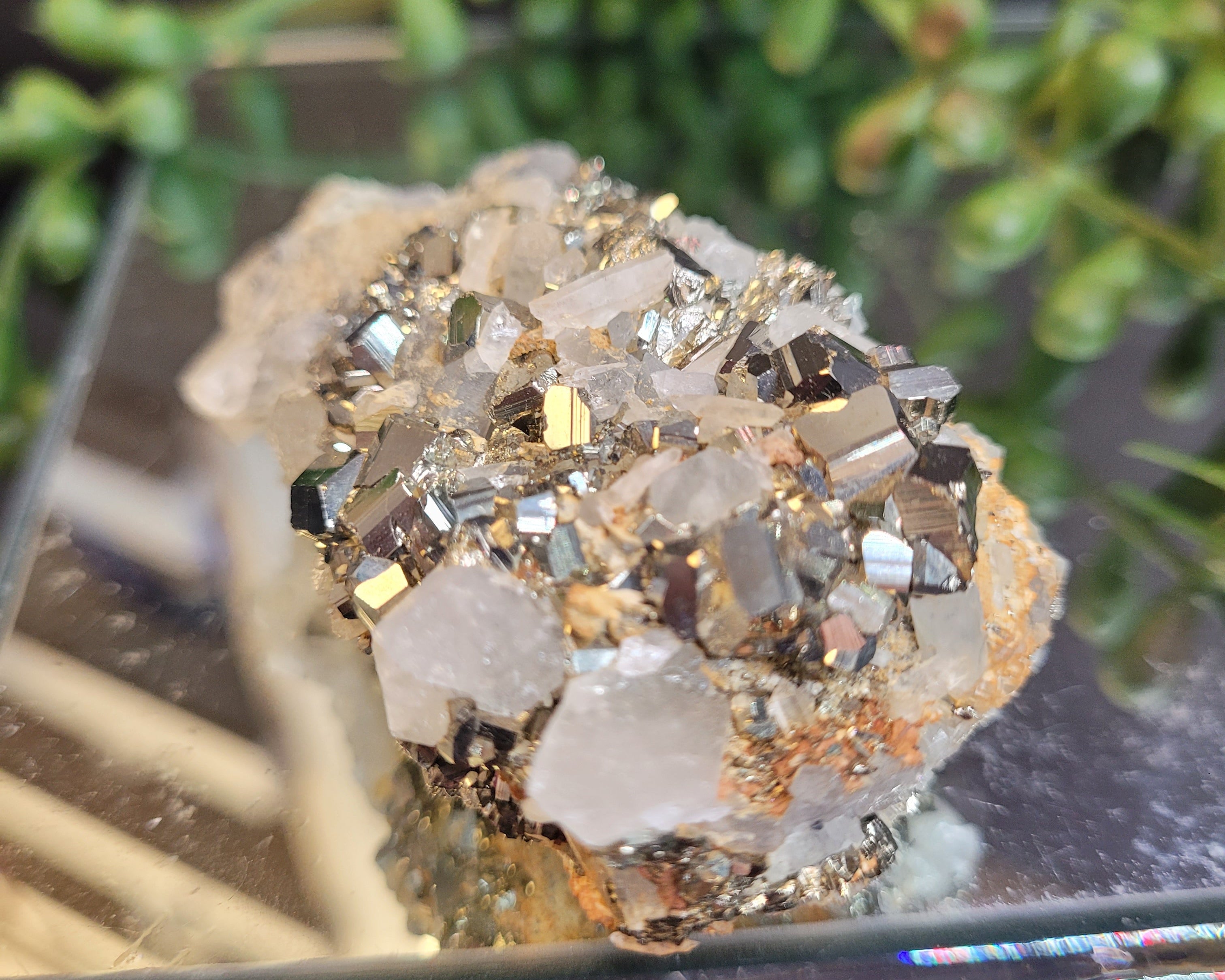 Pyrite with Quartz Crystal Cluster | Natural Metallic Mineral Specimen | 83g Collector Display Piece