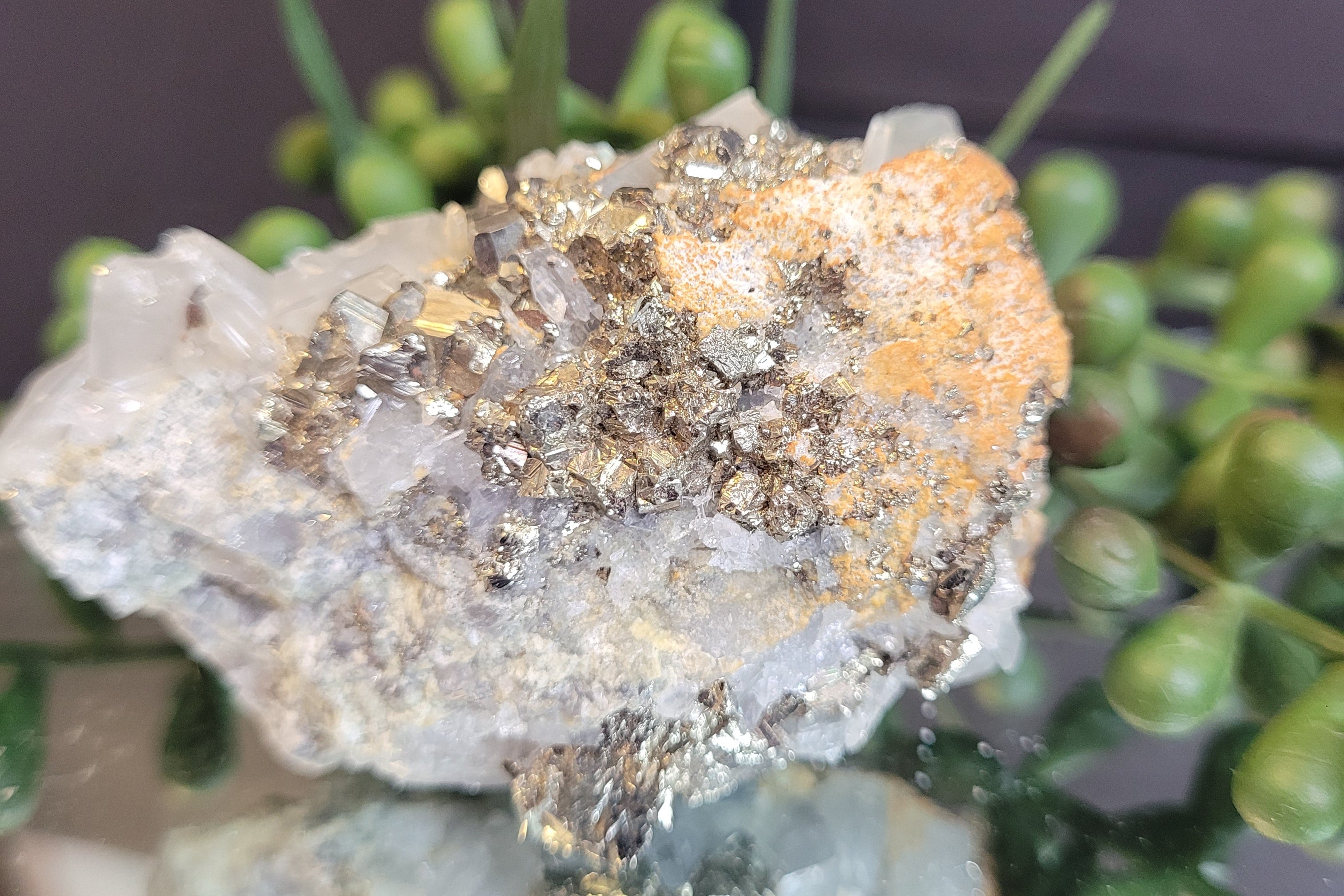Pyrite with Quartz Crystal Cluster | Natural Metallic Mineral Specimen | 83g Collector Display Piece