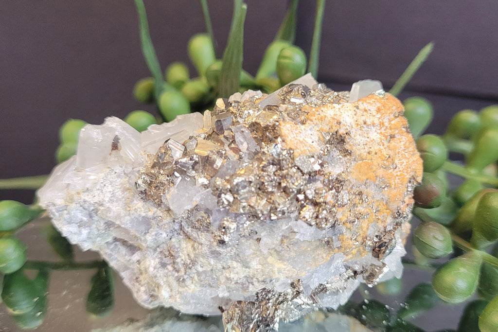 Pyrite with Quartz Crystal Cluster | Natural Metallic Mineral Specimen | 83g Collector Display Piece