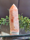 Sunstone Crystal Tower | Natural Peach Sunstone Point | Copper Flash Gemstone | 62.4mm, 46g