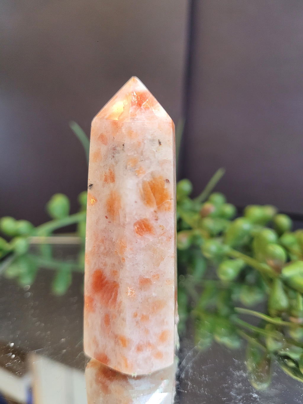 Sunstone Crystal Tower | Sparkling Peach Orange Feldspar Point | One-of-a-Kind Display Crystal