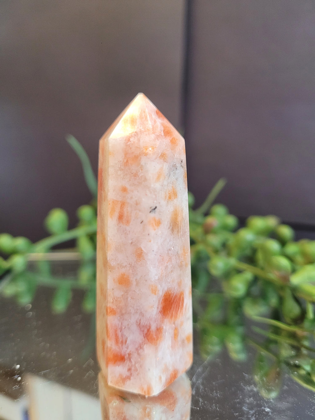 Sunstone Crystal Tower | Sparkling Peach Orange Feldspar Point | One-of-a-Kind Display Crystal