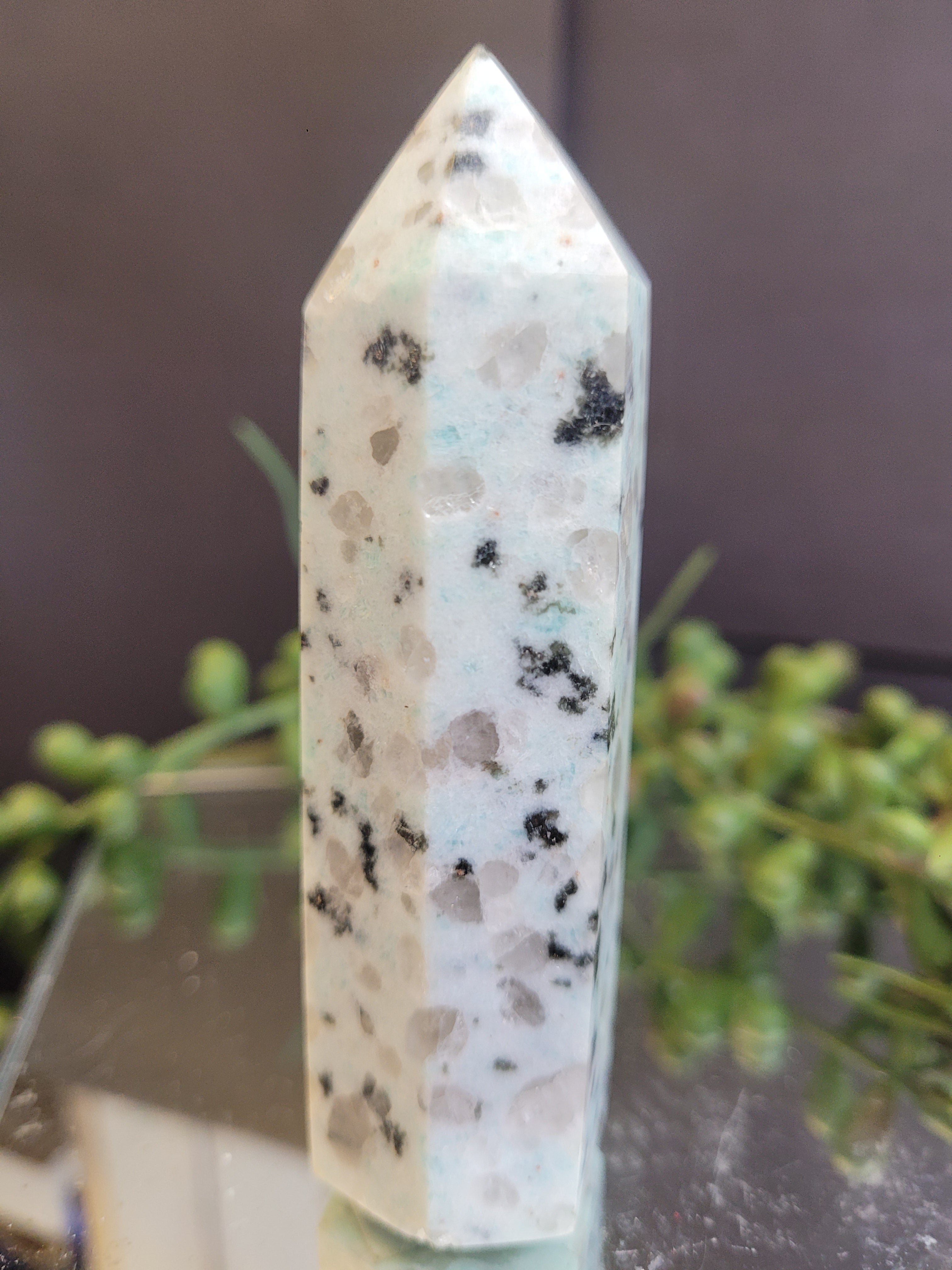 Kiwi Jasper Crystal Tower | Blue Kiwi Stone Point | Polished Crystal Generator | One-of-a-Kind
