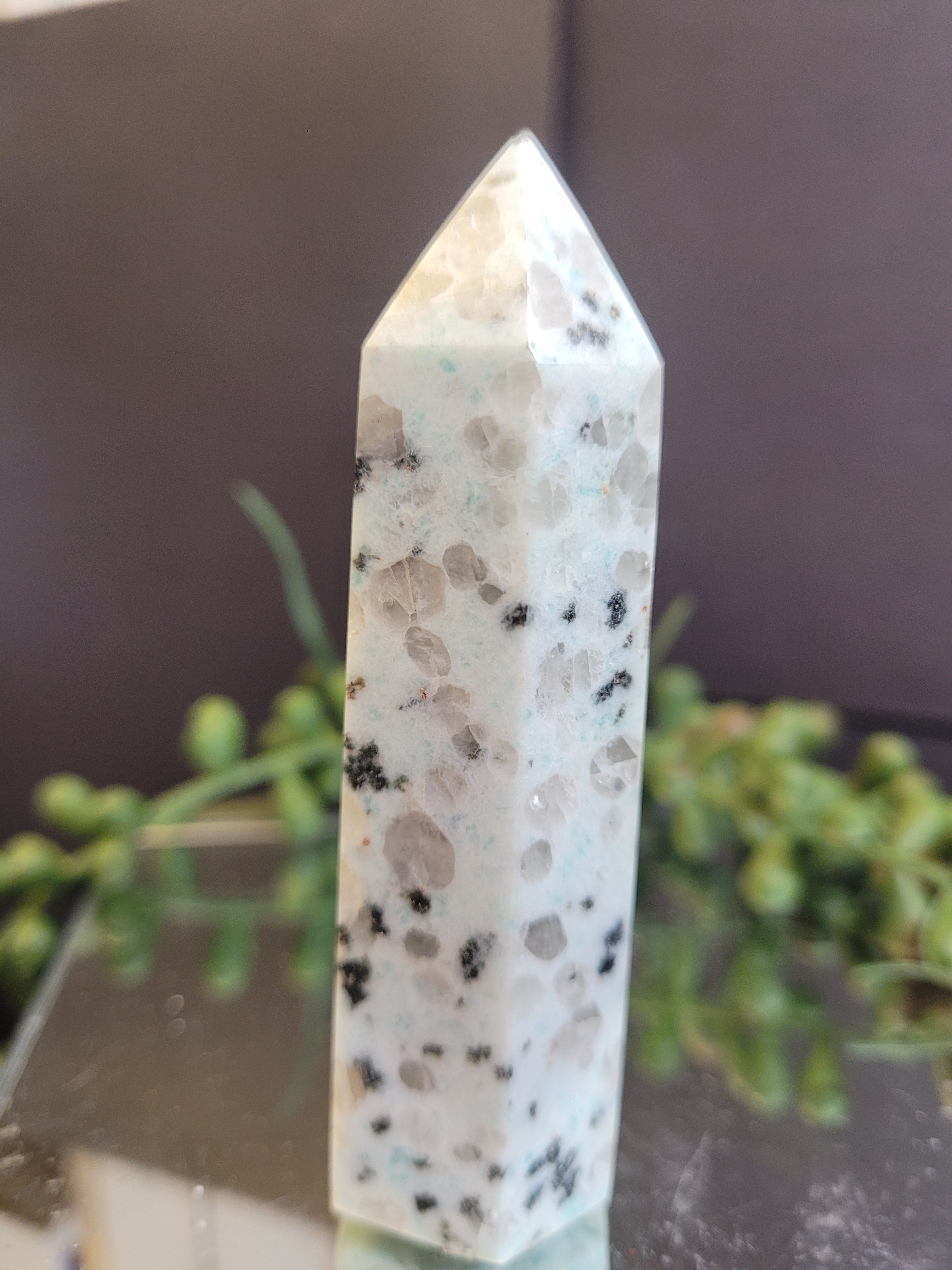 Kiwi Jasper Crystal Tower | Blue Kiwi Stone Point | Polished Crystal Generator | One-of-a-Kind