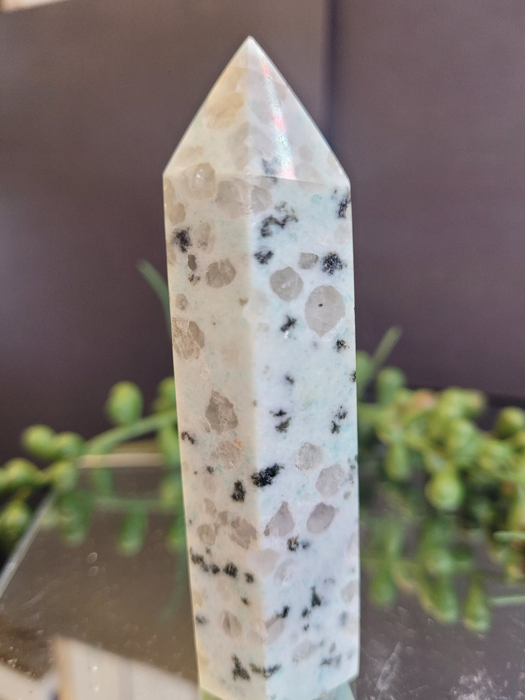 Kiwi Jasper Crystal Tower | Blue Kiwi Stone Point | Polished Crystal Generator | One-of-a-Kind